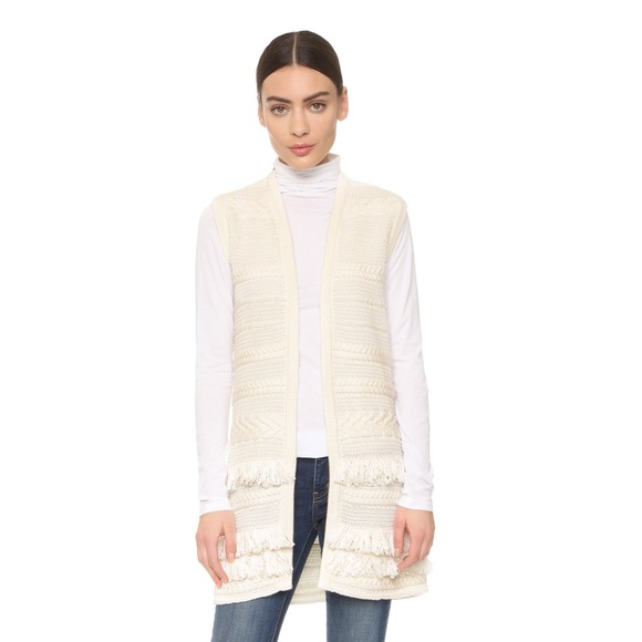 Vince Sweaters - VINCE Fringe 40" Open Cardigan Sweater Vest